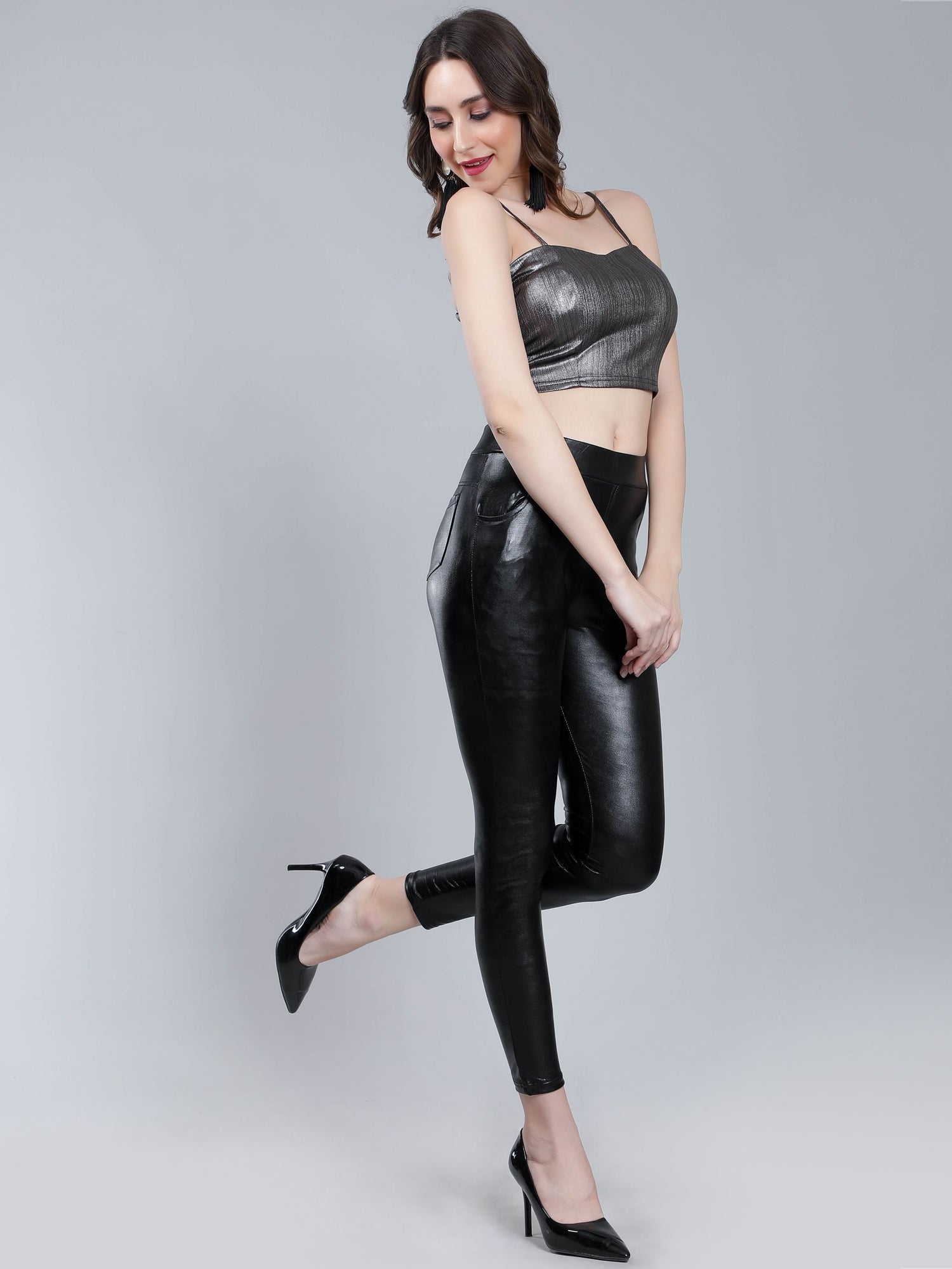 Leather Look Stretch Pants