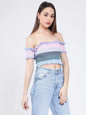 Bardot Rib Knit Top