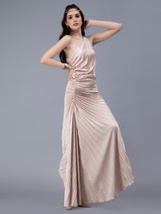 Fan Pleats One-Shoulder Dress