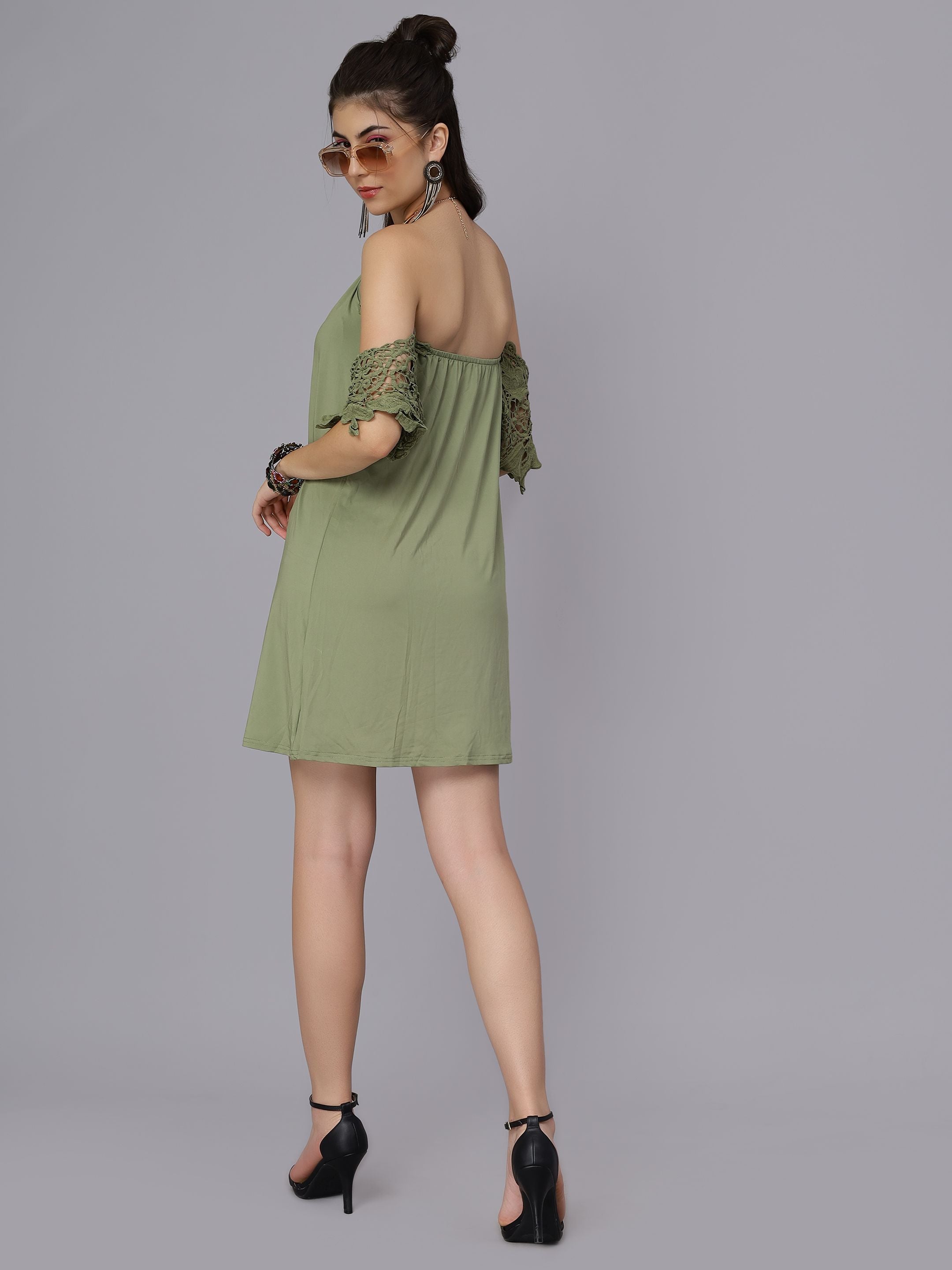 Off-Shoulder Lace Cutout Dress
