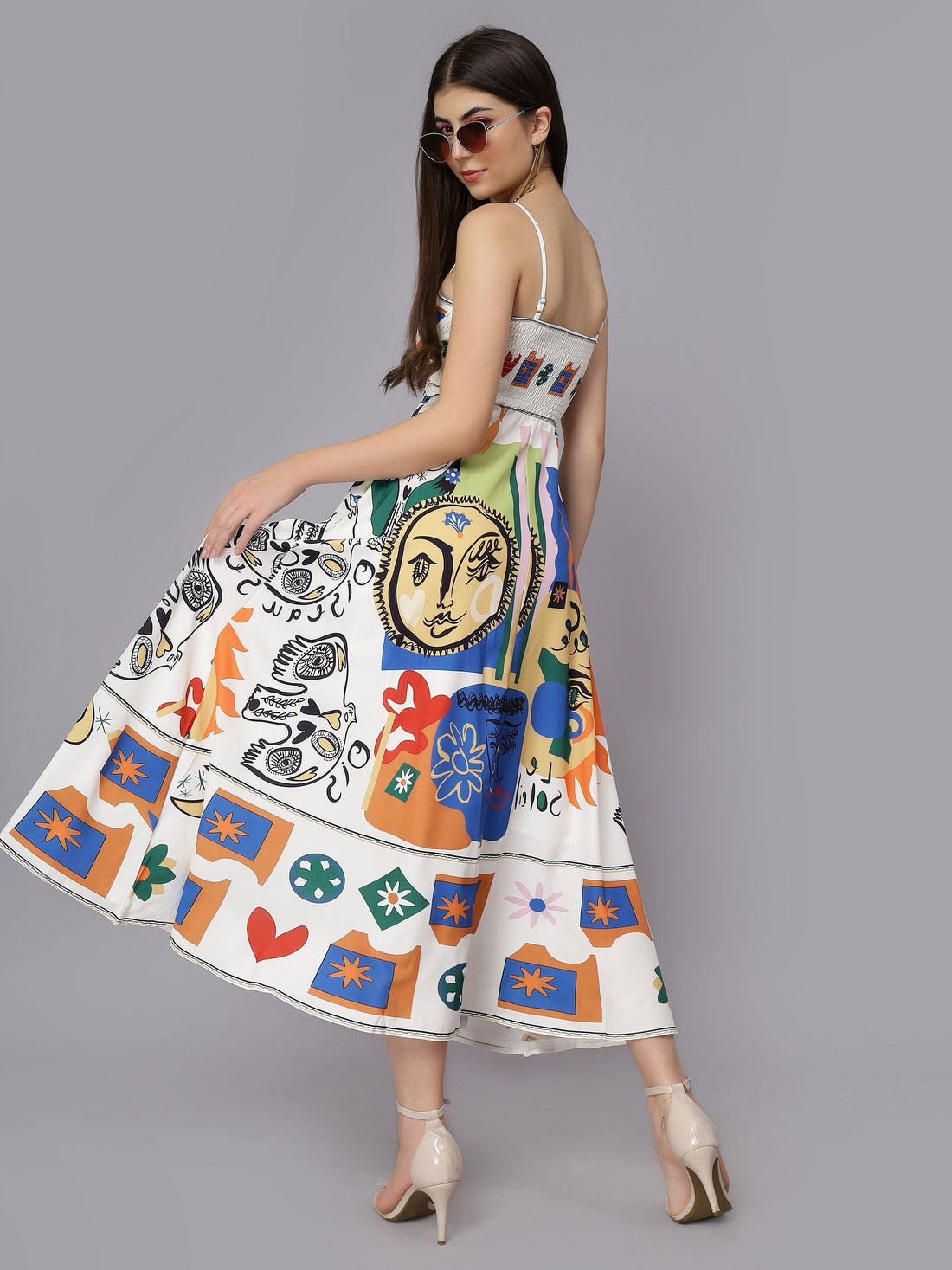 Sunburst Serenade Printed Beach Dress