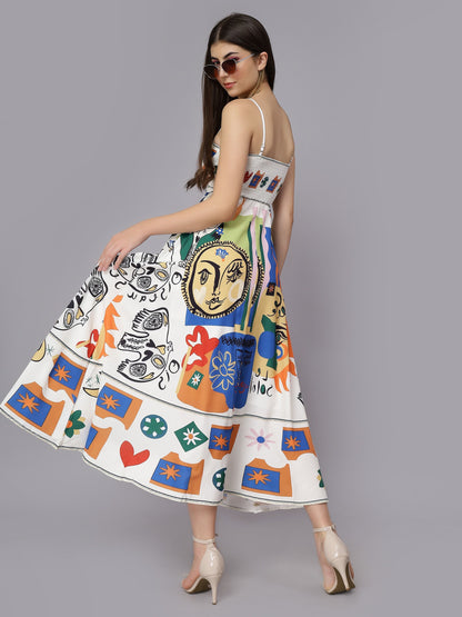 Sunburst Serenade Printed Beach Dress