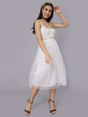 Summer Crochet Tulle Midi Dress