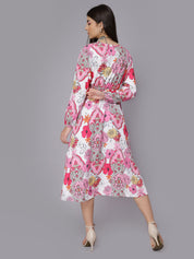 Abstract Floral Pattern Midi Dress