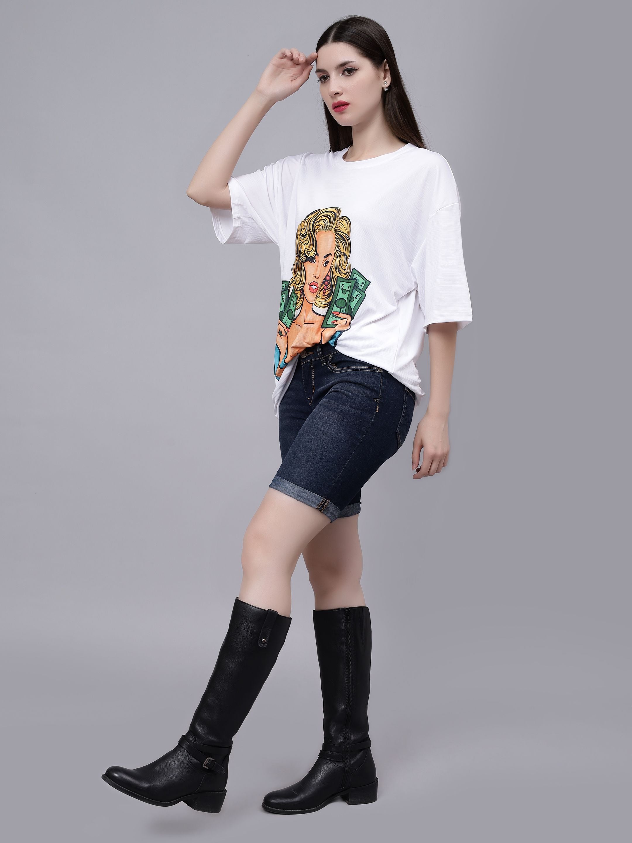 Gambling Girl Graphic Oversized T- Shirt