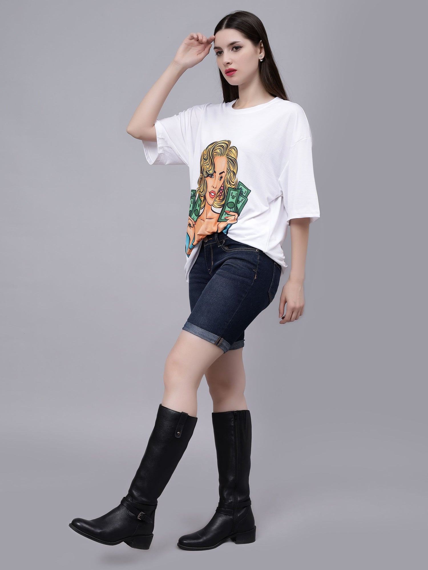 Gambling Girl Graphic Oversized T- Shirt