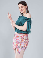Tie Shoulder Satin Blouse
