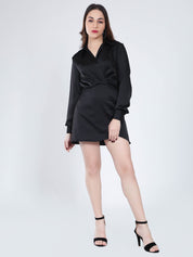 Satin Wrap Short Dress
