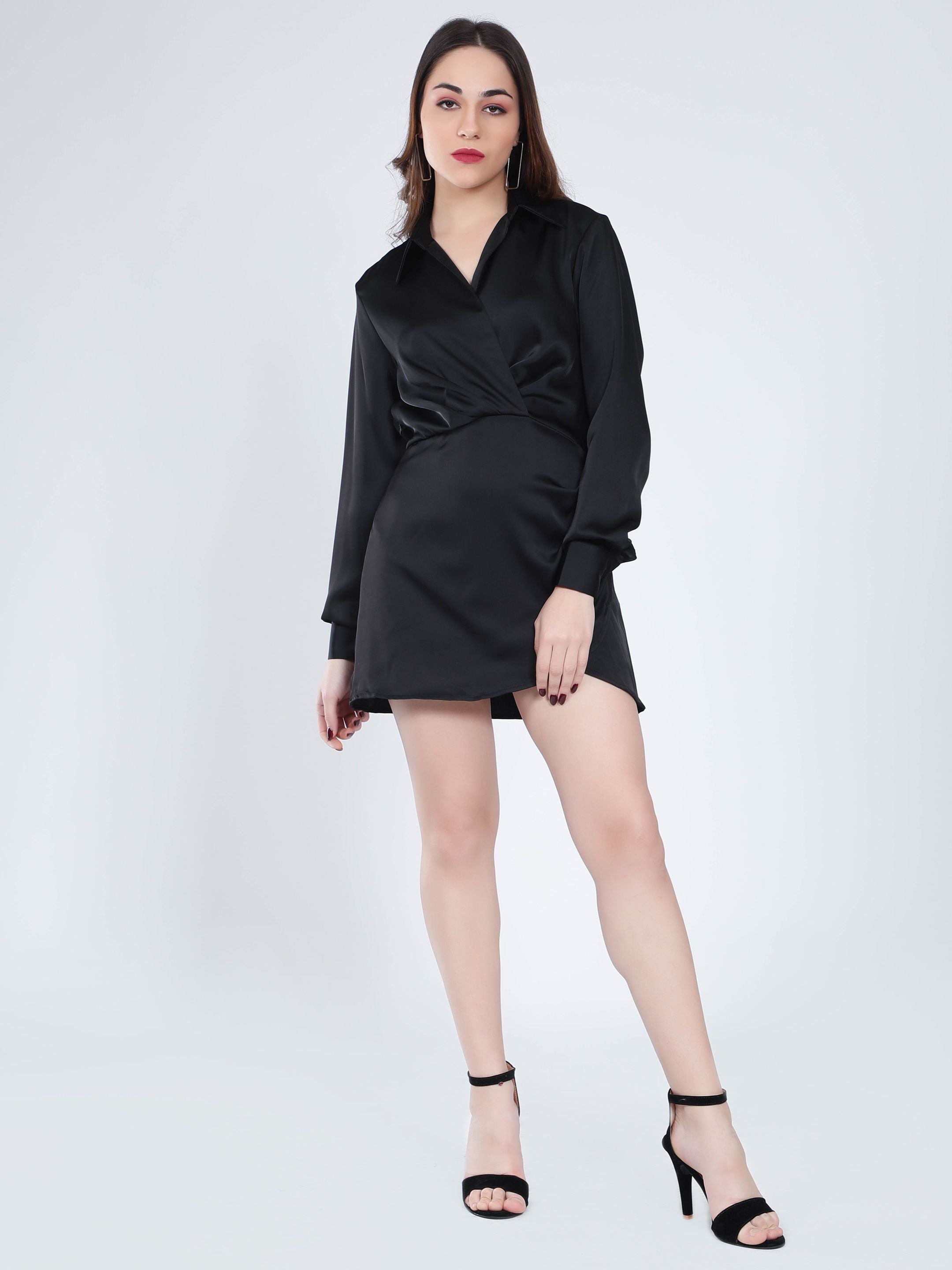 Satin Wrap Short Dress