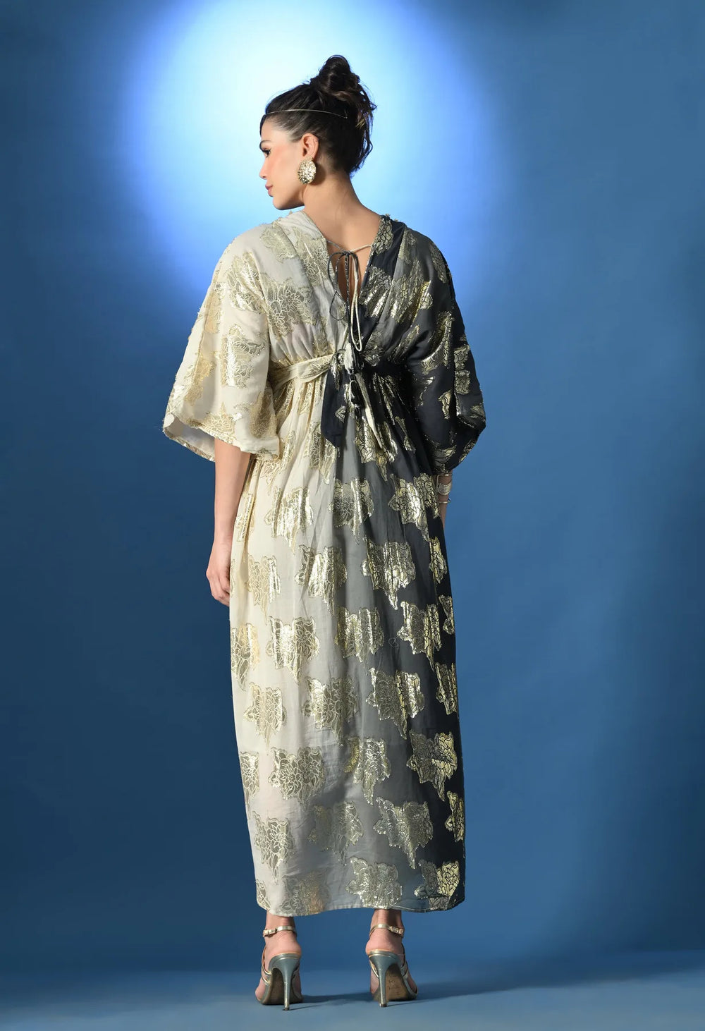 Dual tone Jacquard Maxi  Dress