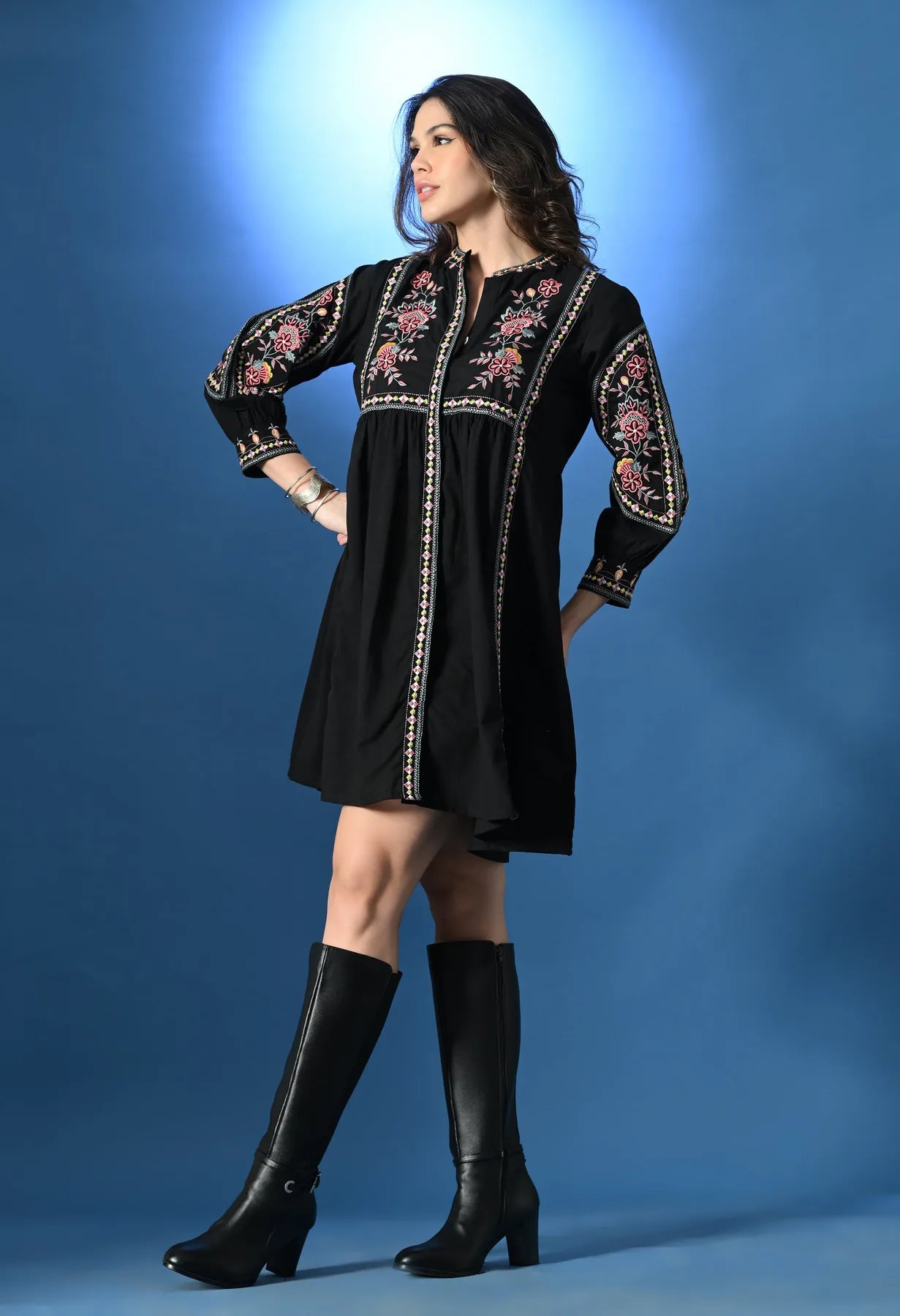 Shellora Embroidered Short Dress
