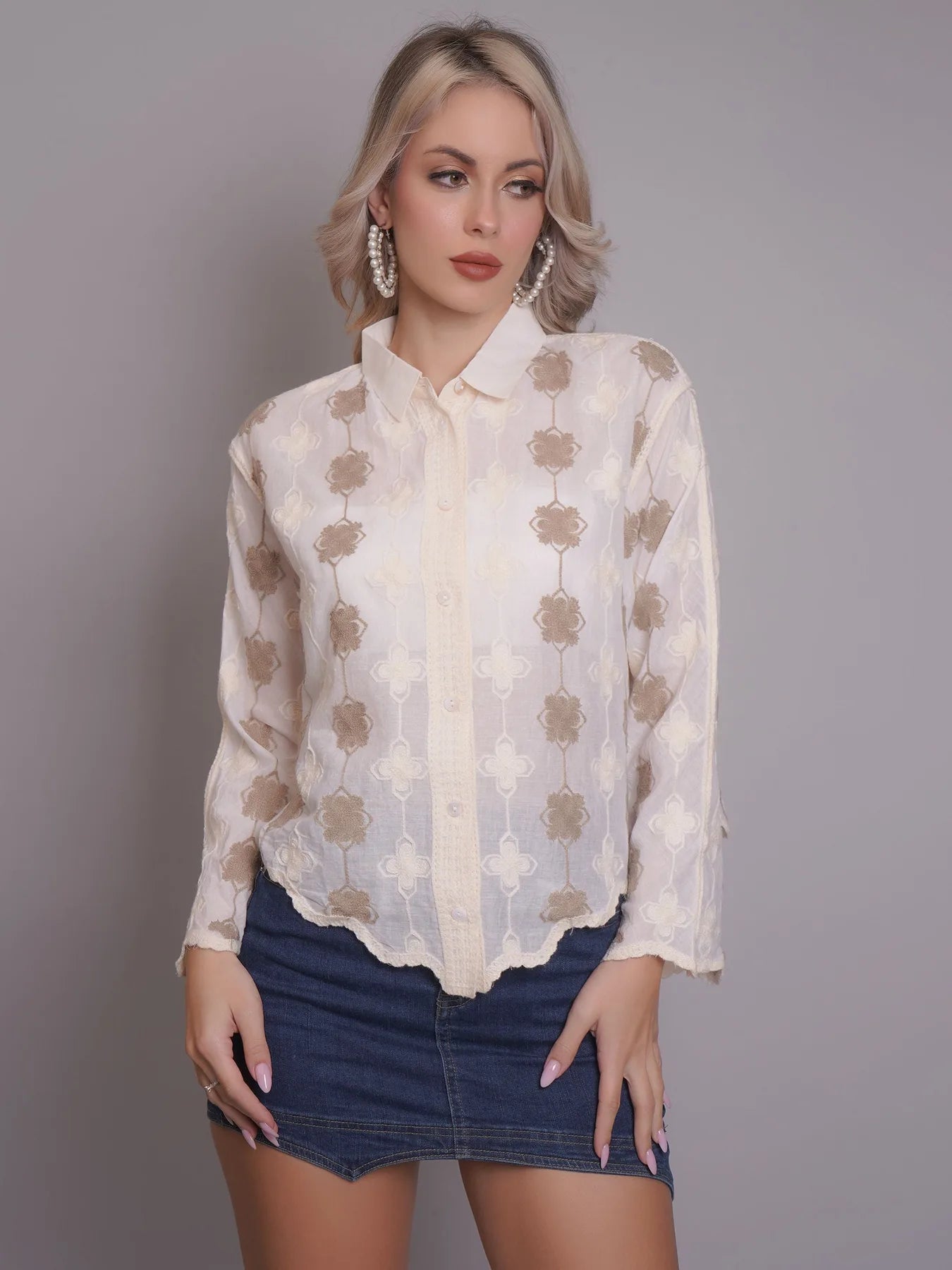 Chain Stitch Embroidered Shirt