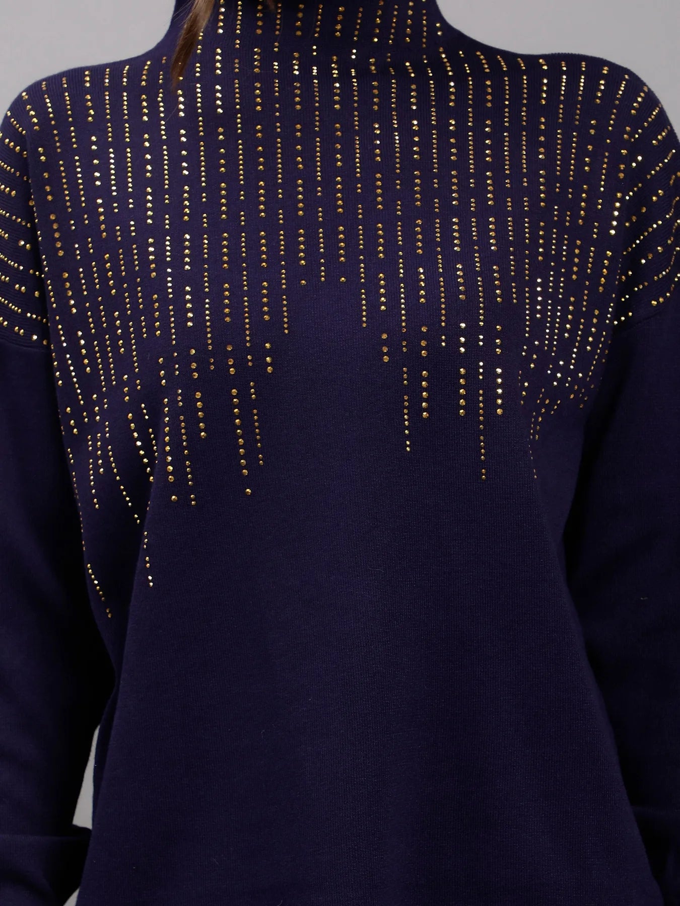 Metallic Rhinestone Knitted Two Piece Set