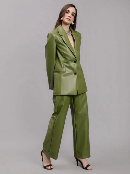 Faux Leather Formal Two Piece Set