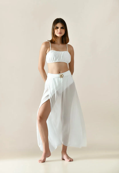 Solid Bikini Set With Sarong