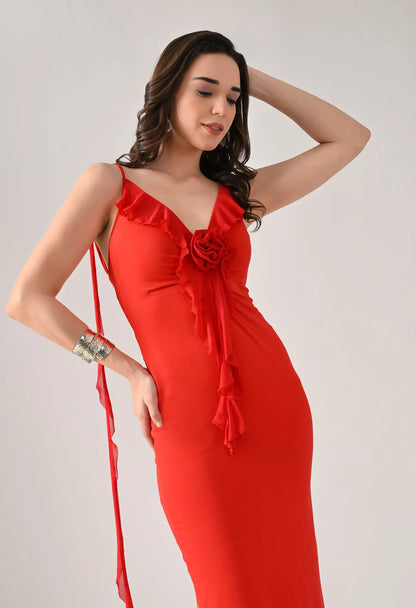 Ruffled Backless Maxi Dress