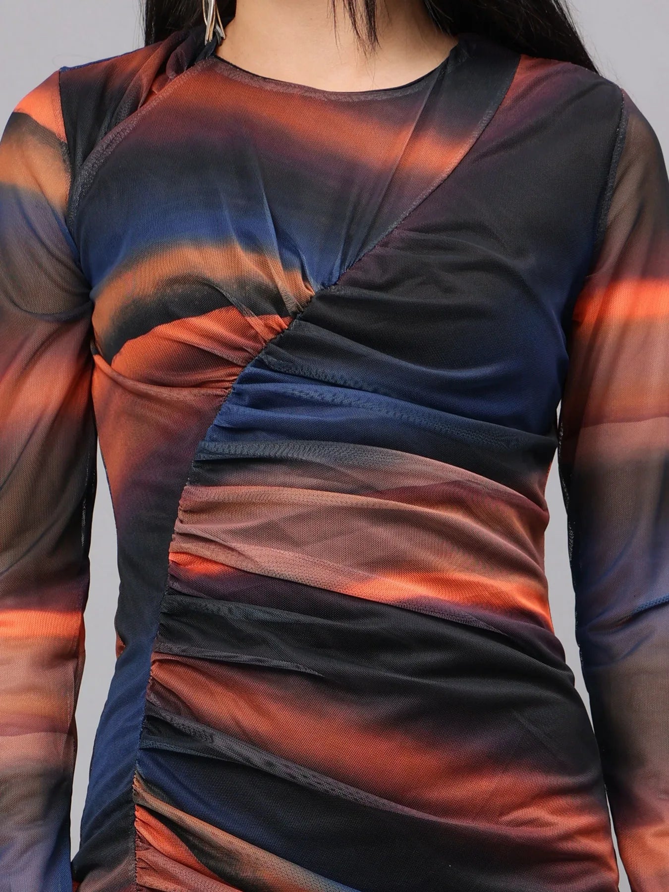 Tie Dye Bodycon Ruched Dress