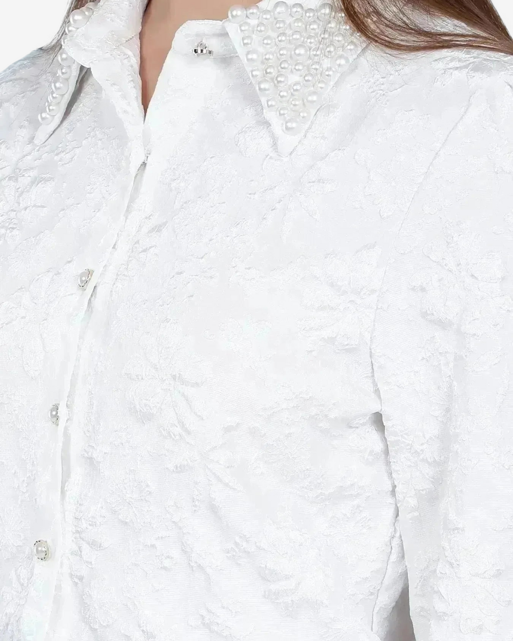 Pearl Beading Jacquard Shirt