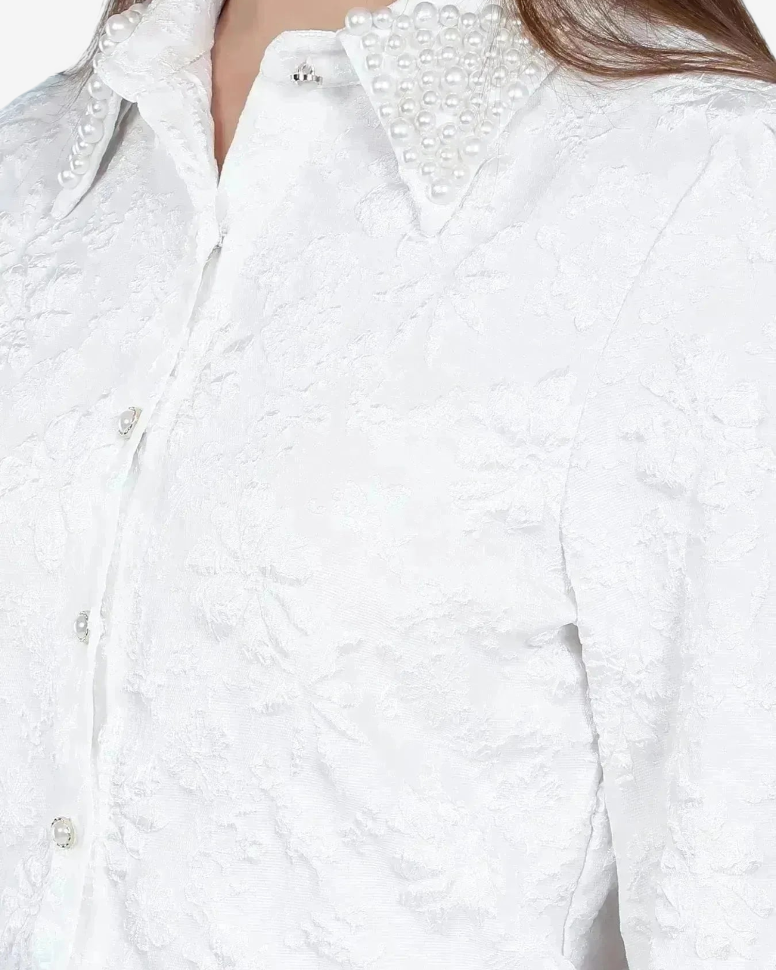Pearl Beading Jacquard Shirt