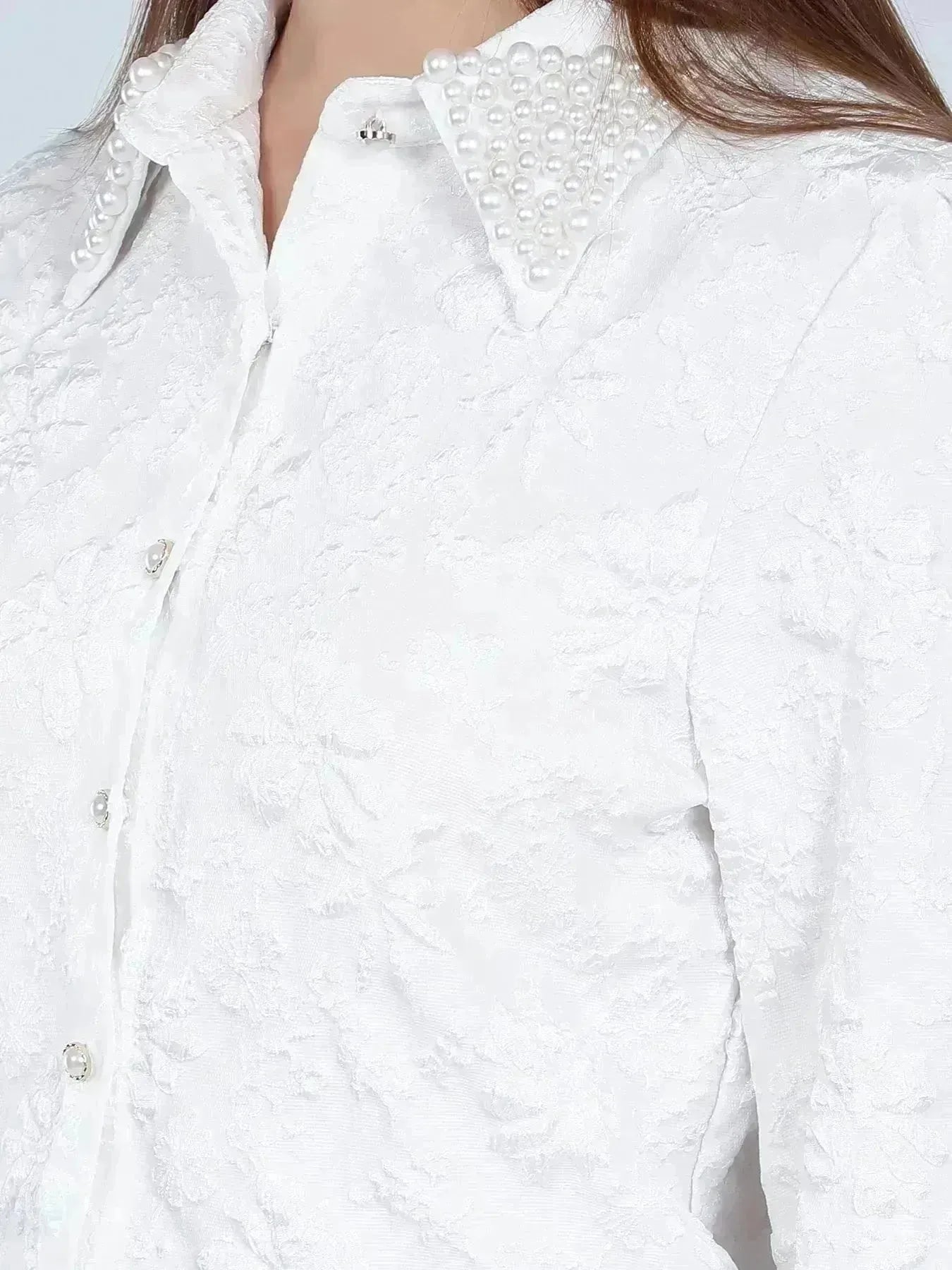 Pearl Beading Jacquard Shirt