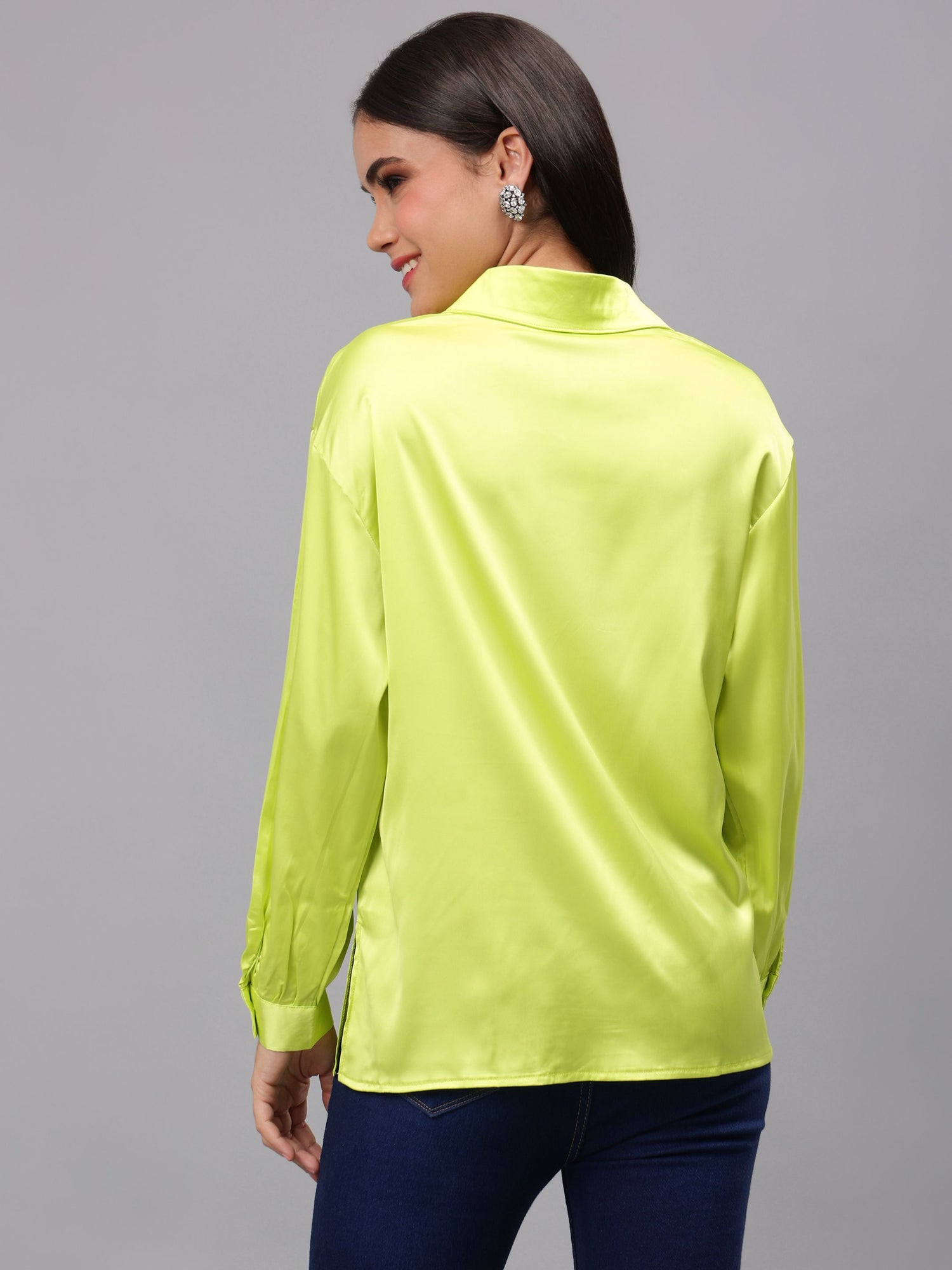 Elegant Ribbon Satin Shirt