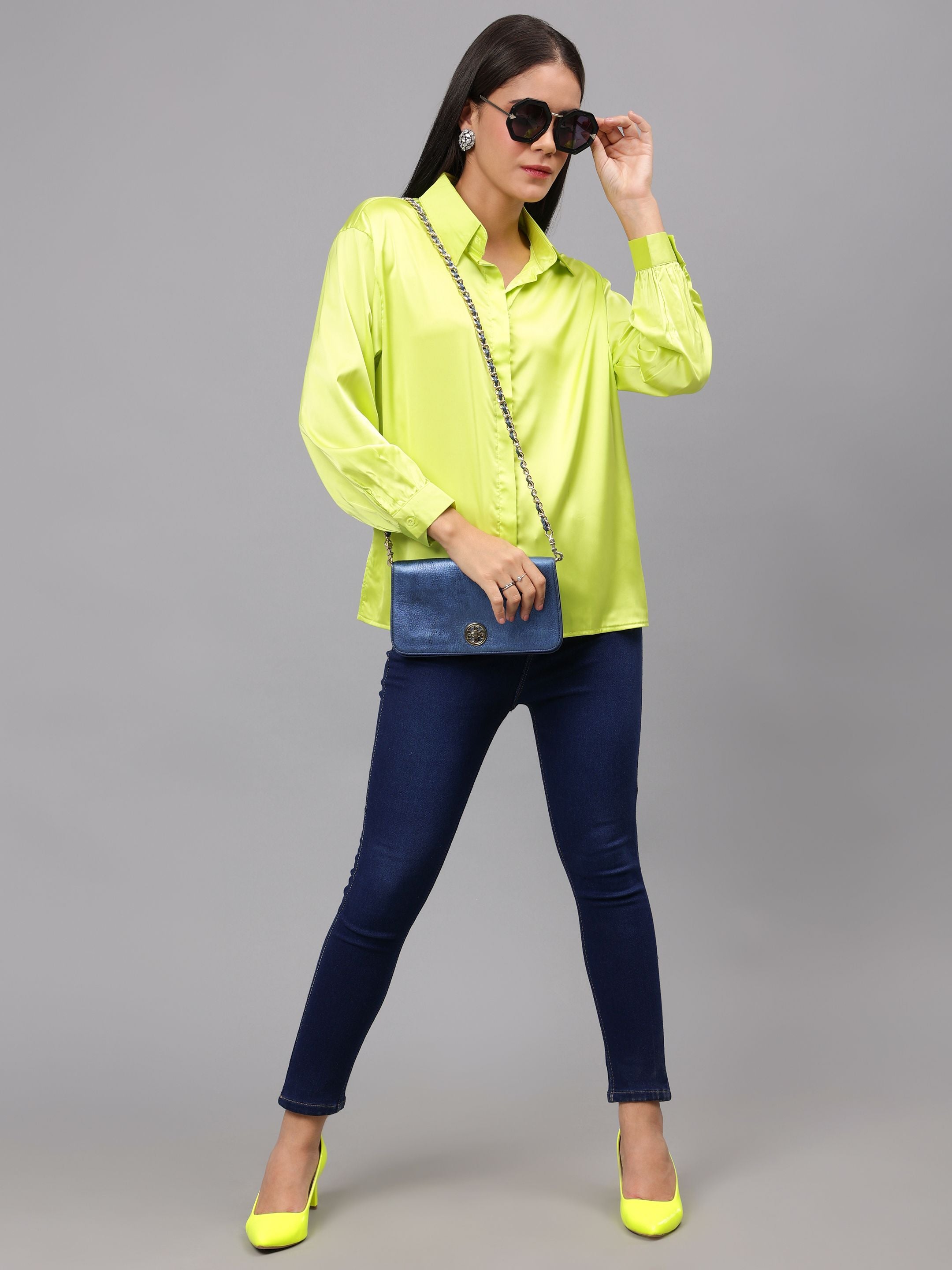 Elegant Ribbon Satin Shirt