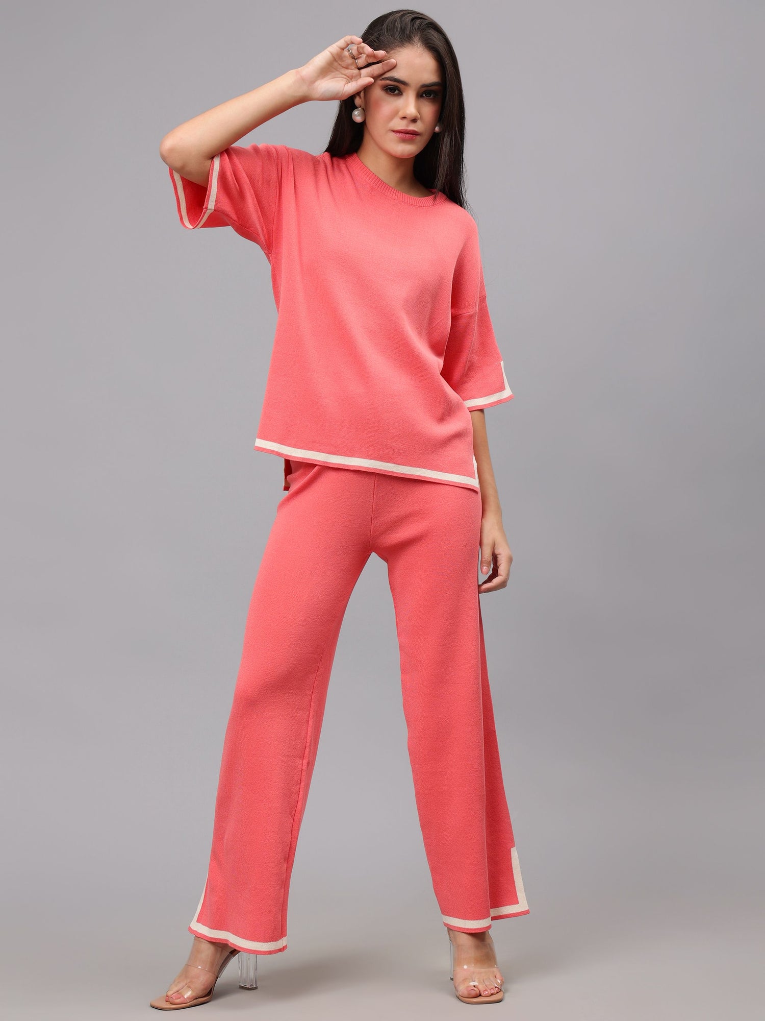 Contrast Knitted Two Piece Set