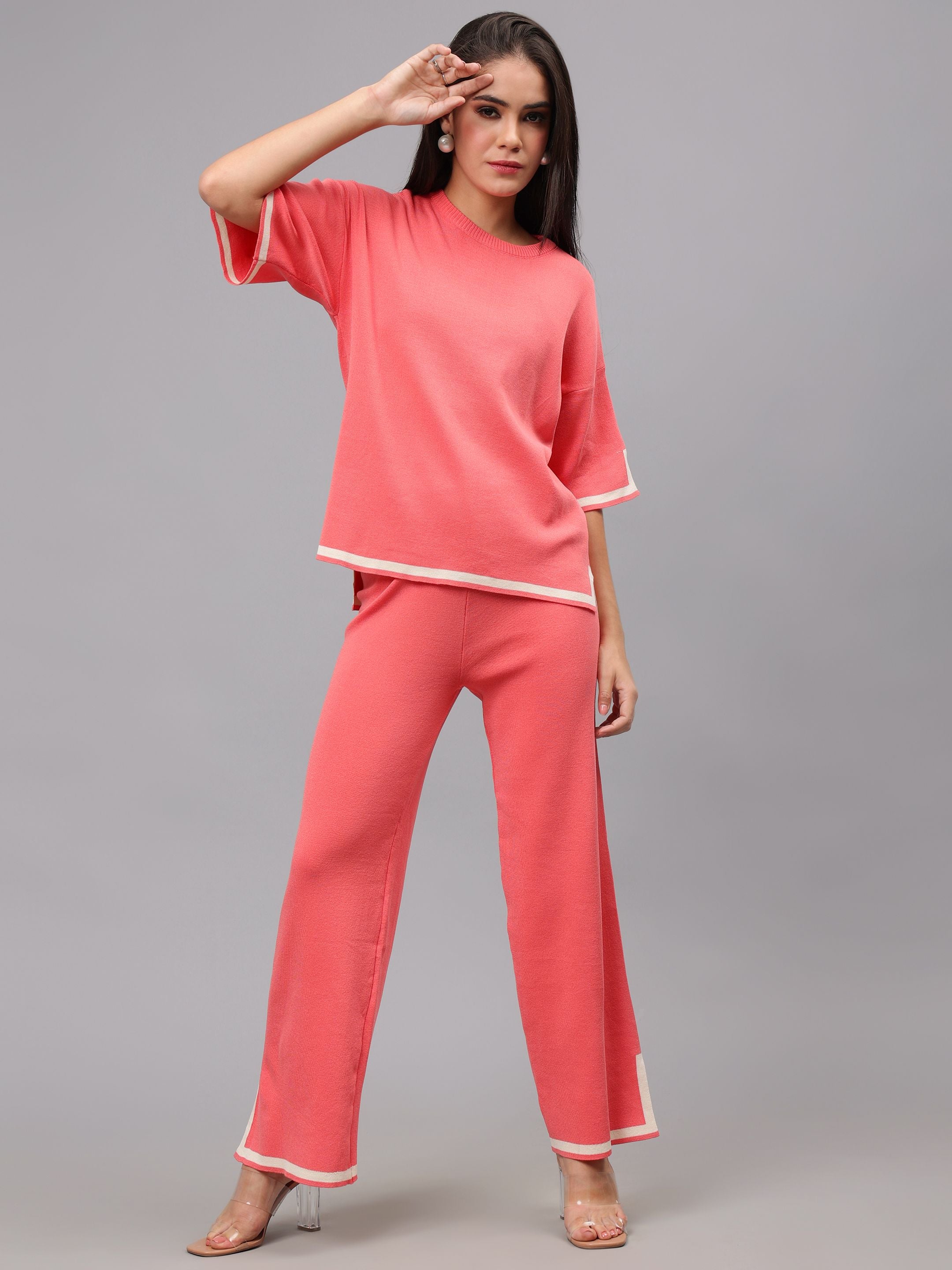 Contrast Knitted Two Piece Set