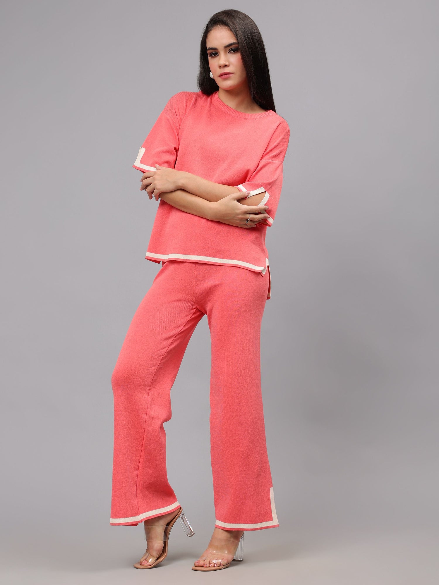 Contrast Knitted Two Piece Set