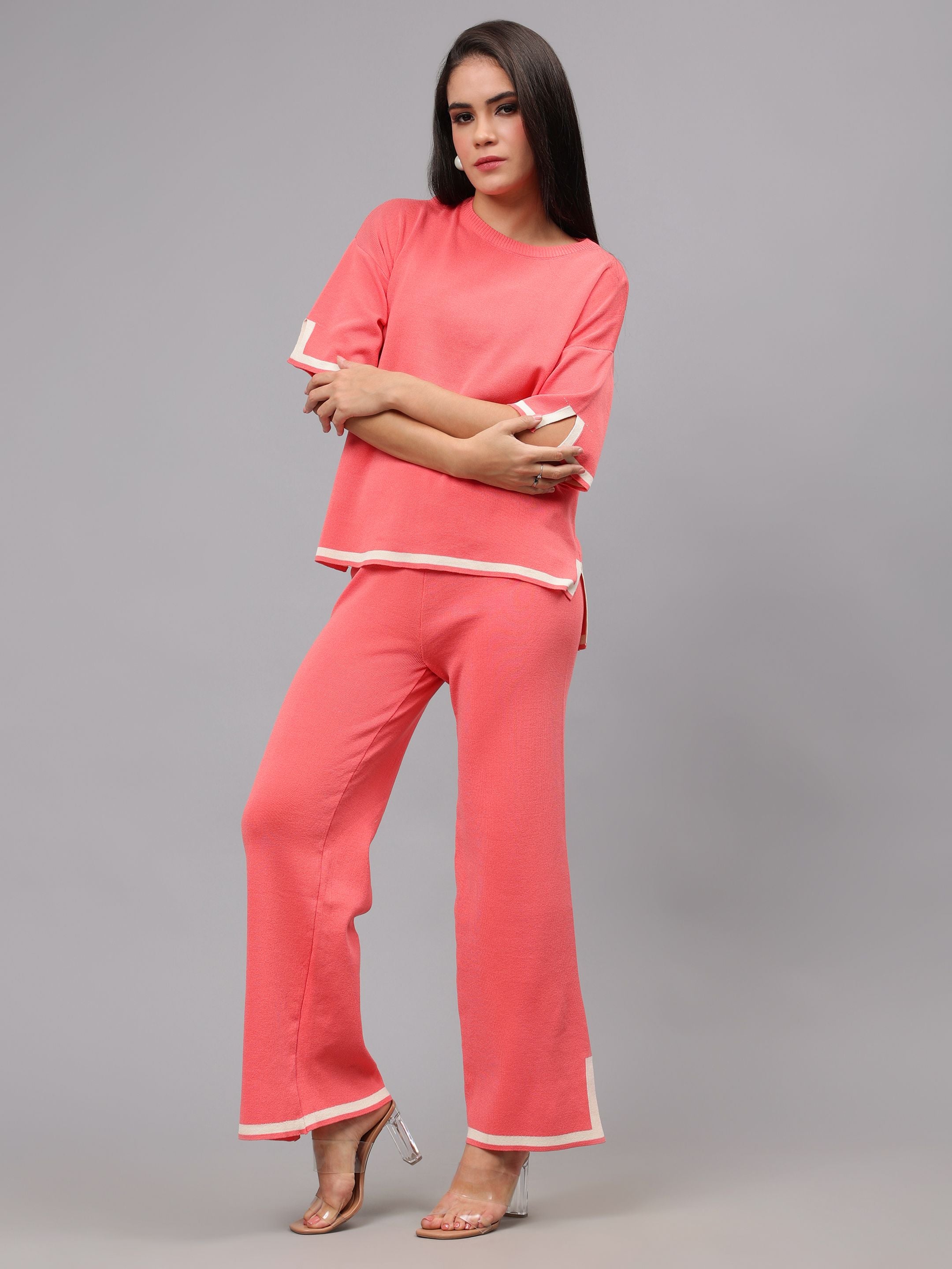 Contrast Knitted Two Piece Set