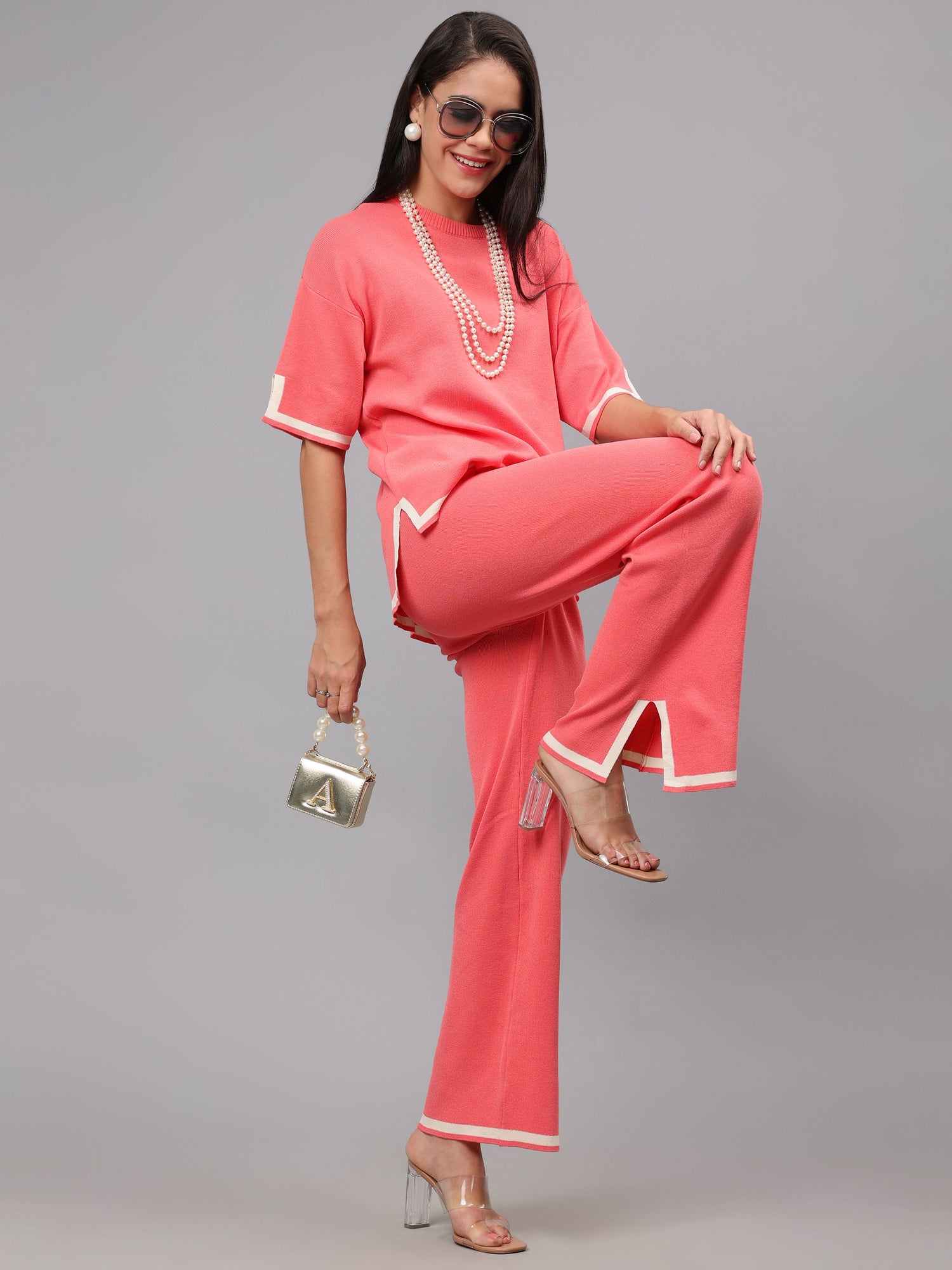 Contrast Knitted Two Piece Set