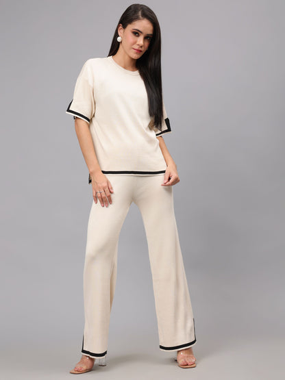 Contrast Knitted Two Piece Set
