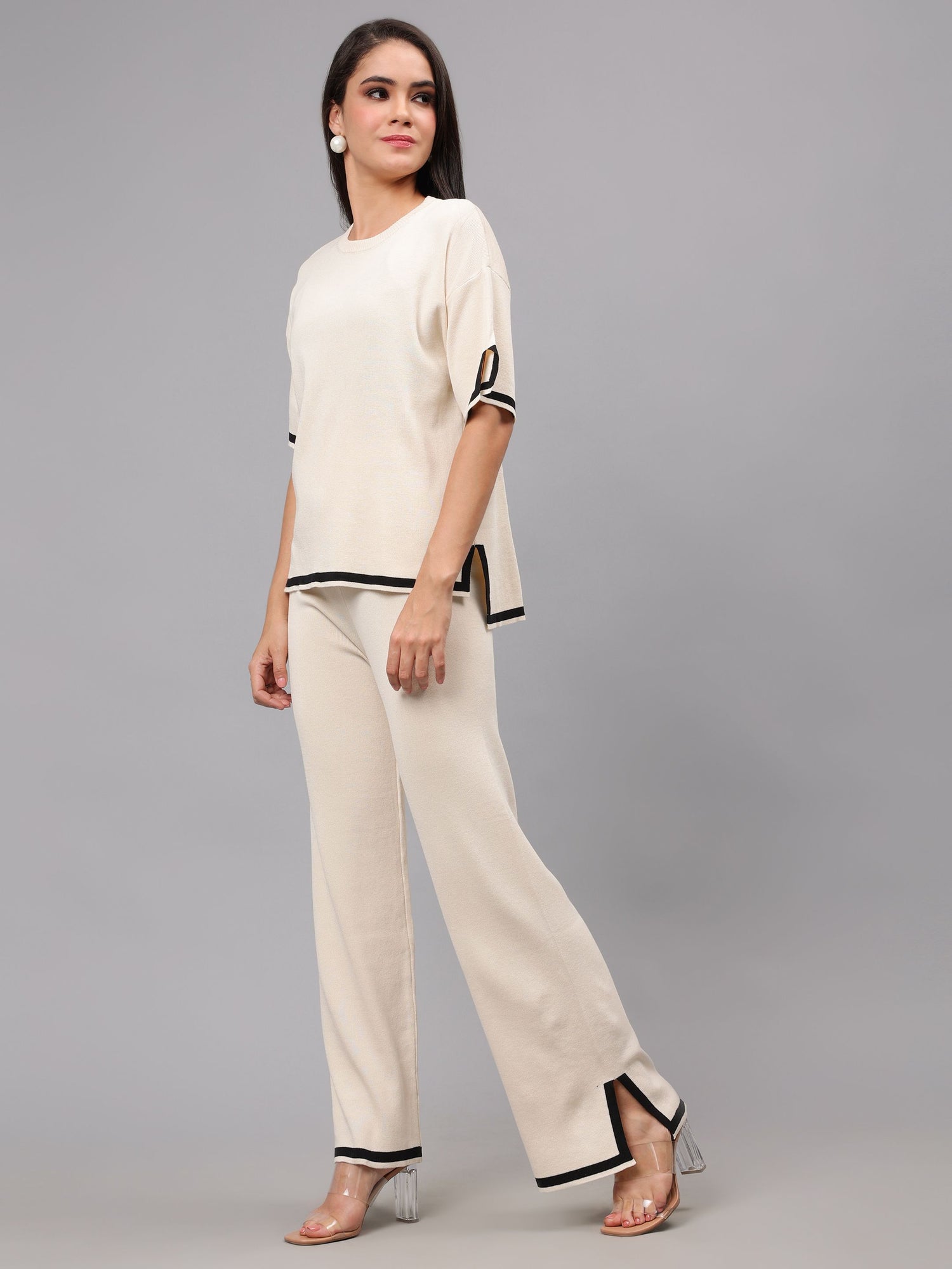 Contrast Knitted Two Piece Set