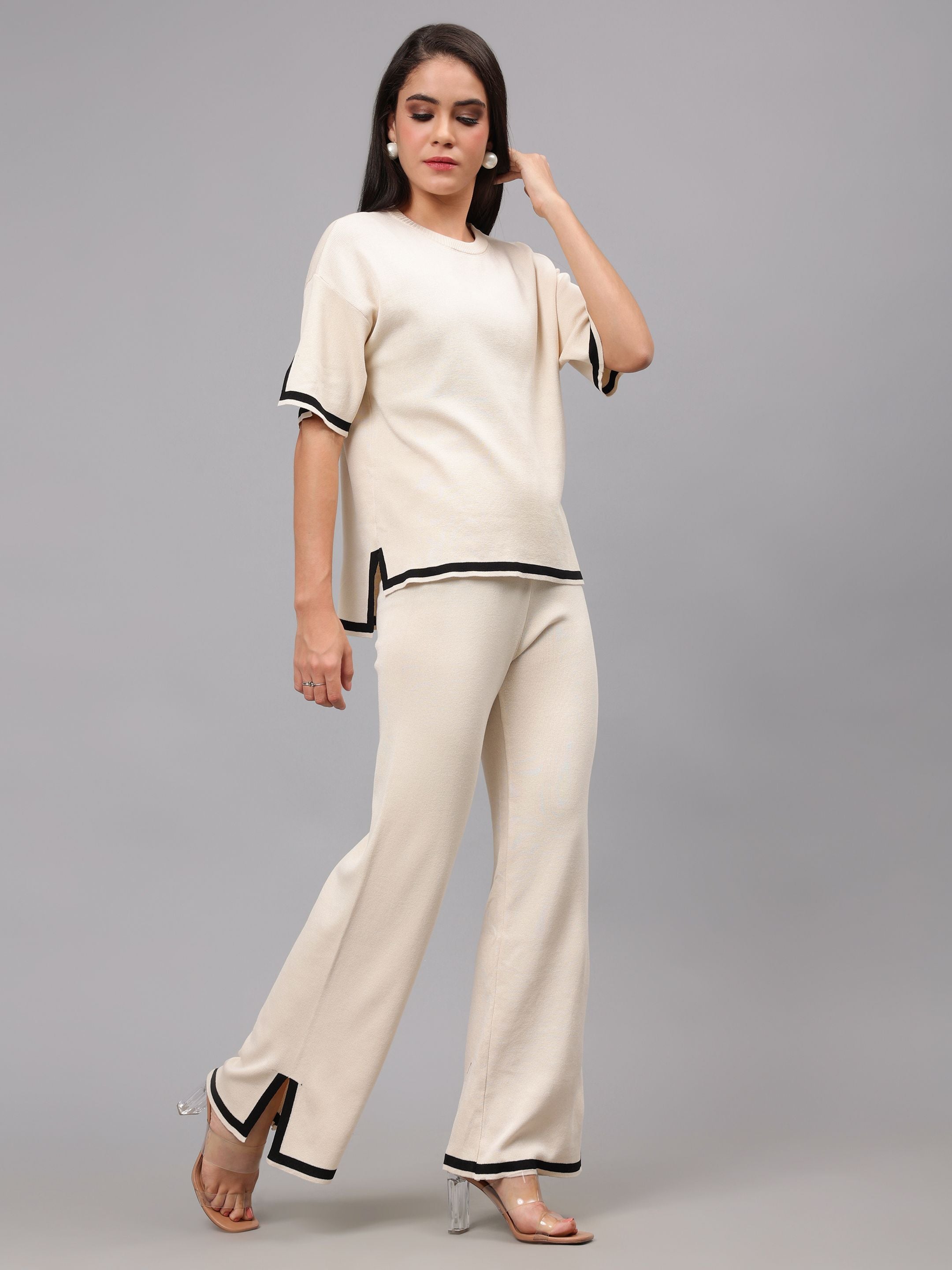 Contrast Knitted Two Piece Set