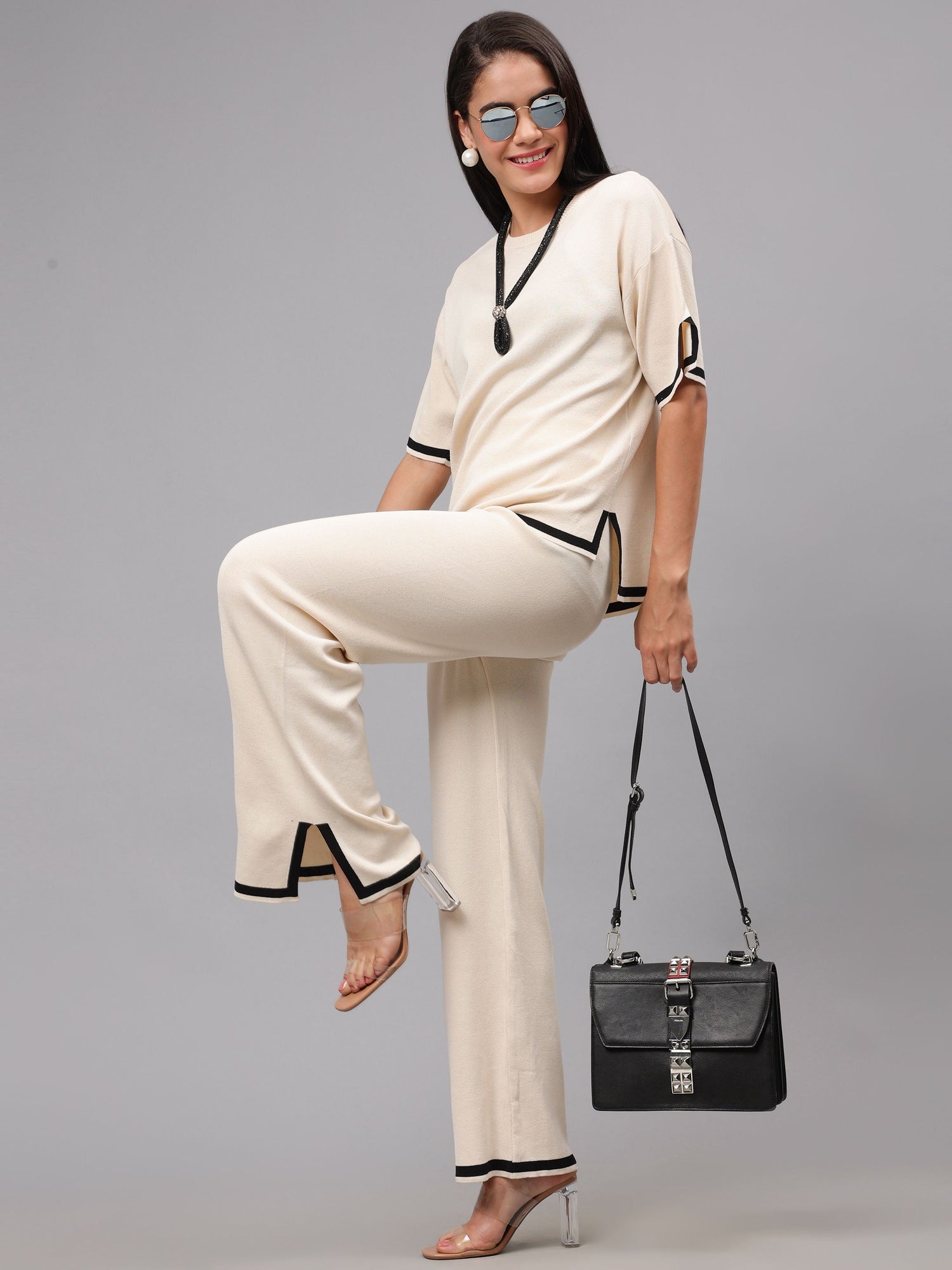 Contrast Knitted Two Piece Set