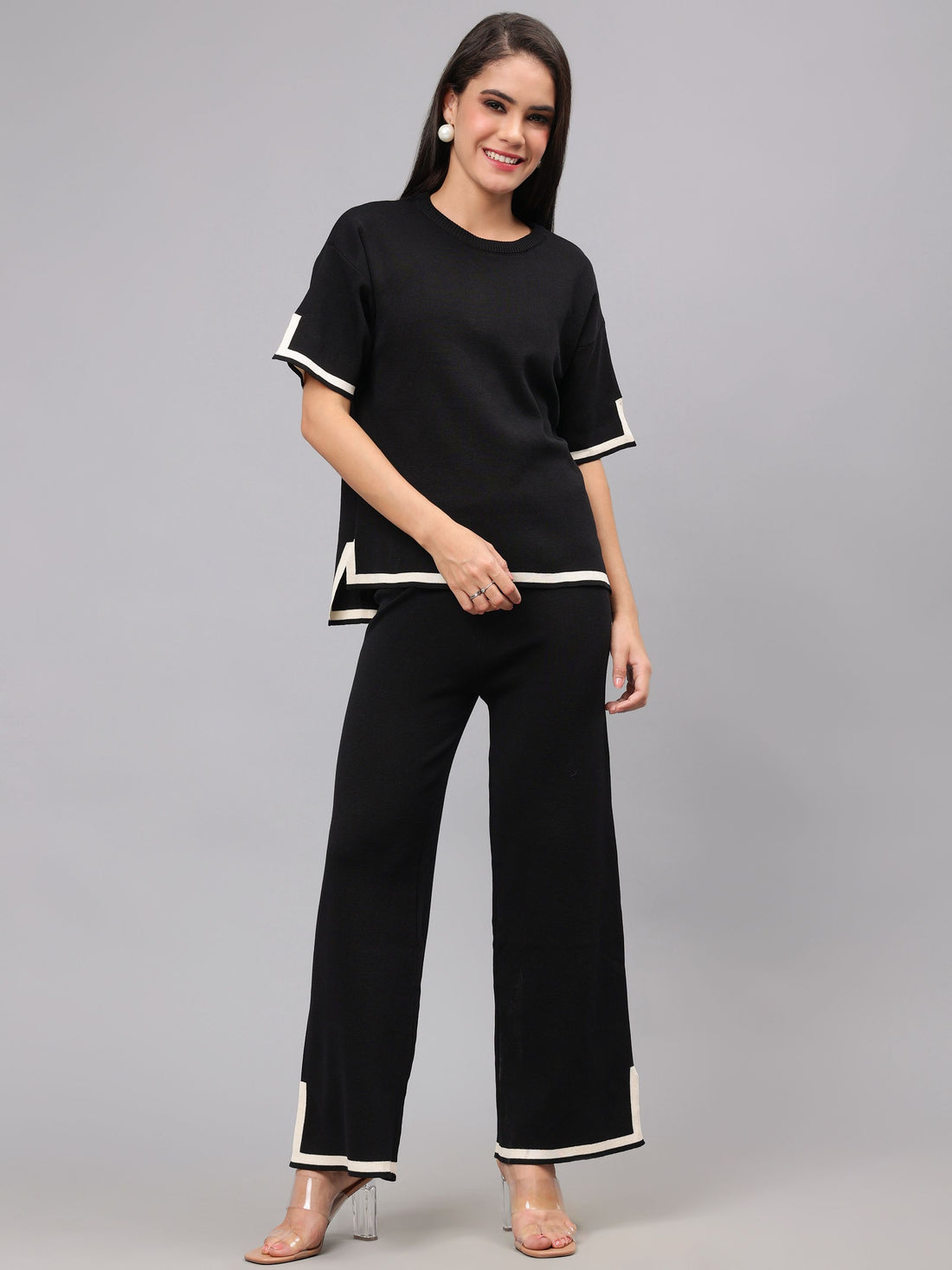 Contrast Knitted Two Piece Set