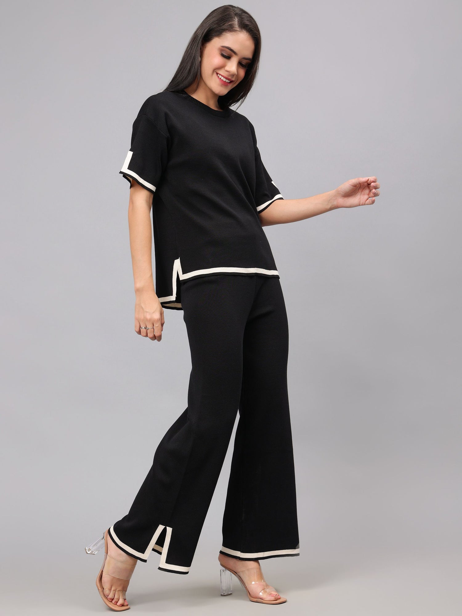 Contrast Knitted Two Piece Set