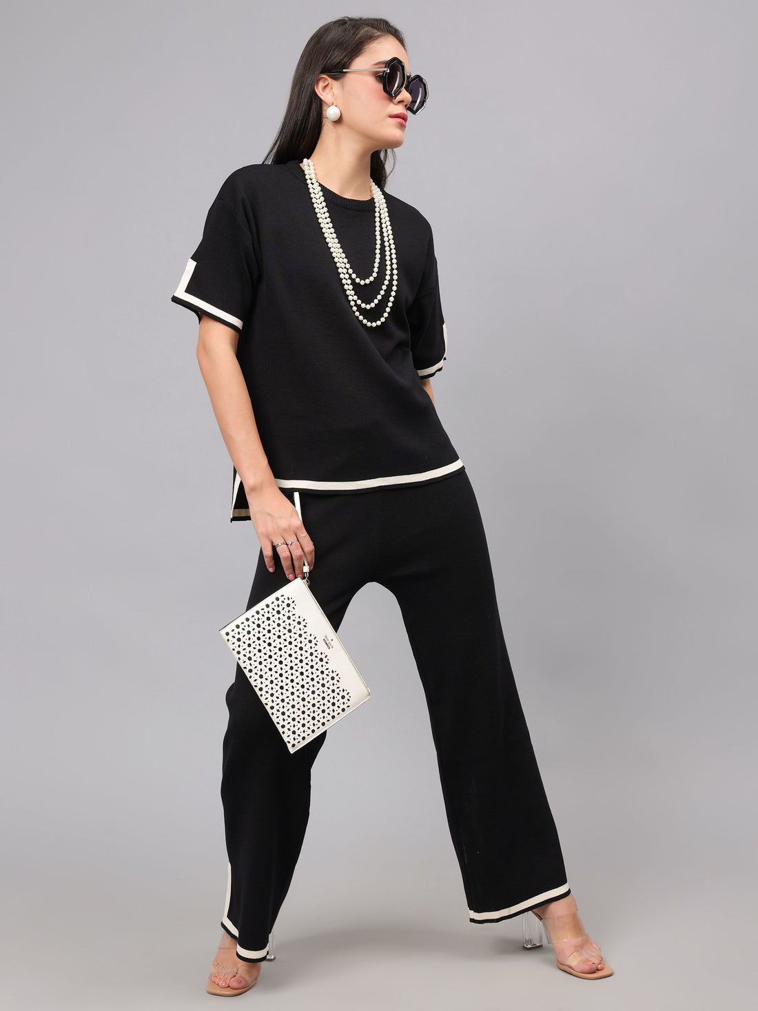 Contrast Knitted Two Piece Set