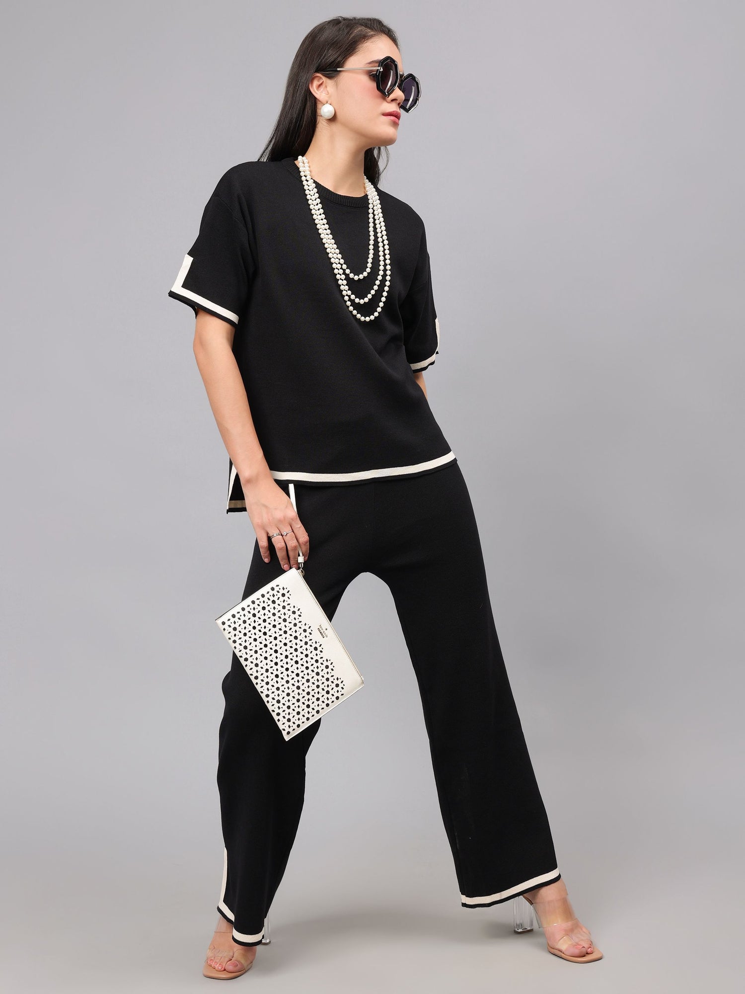 Contrast Knitted Two Piece Set