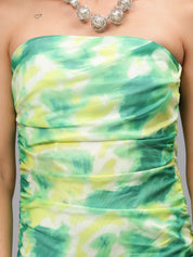 Ruched Printed Tulle Dress