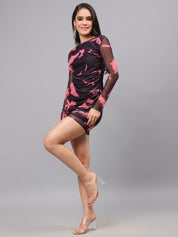 Tie Dye Bodycon Ruched Dress