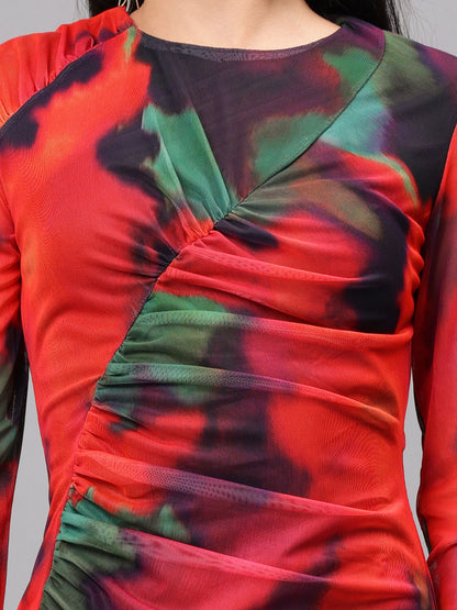 Tie Dye Bodycon Ruched Dress