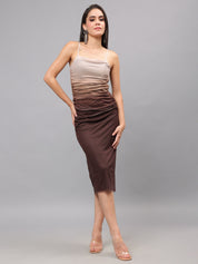 Gradient Sheath Pleated Cami Dress