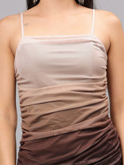Gradient Sheath Pleated Cami Dress