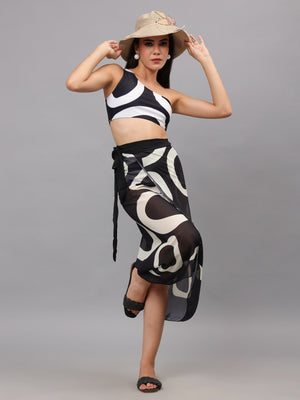 One Shoulder Bikini Set With Sarong