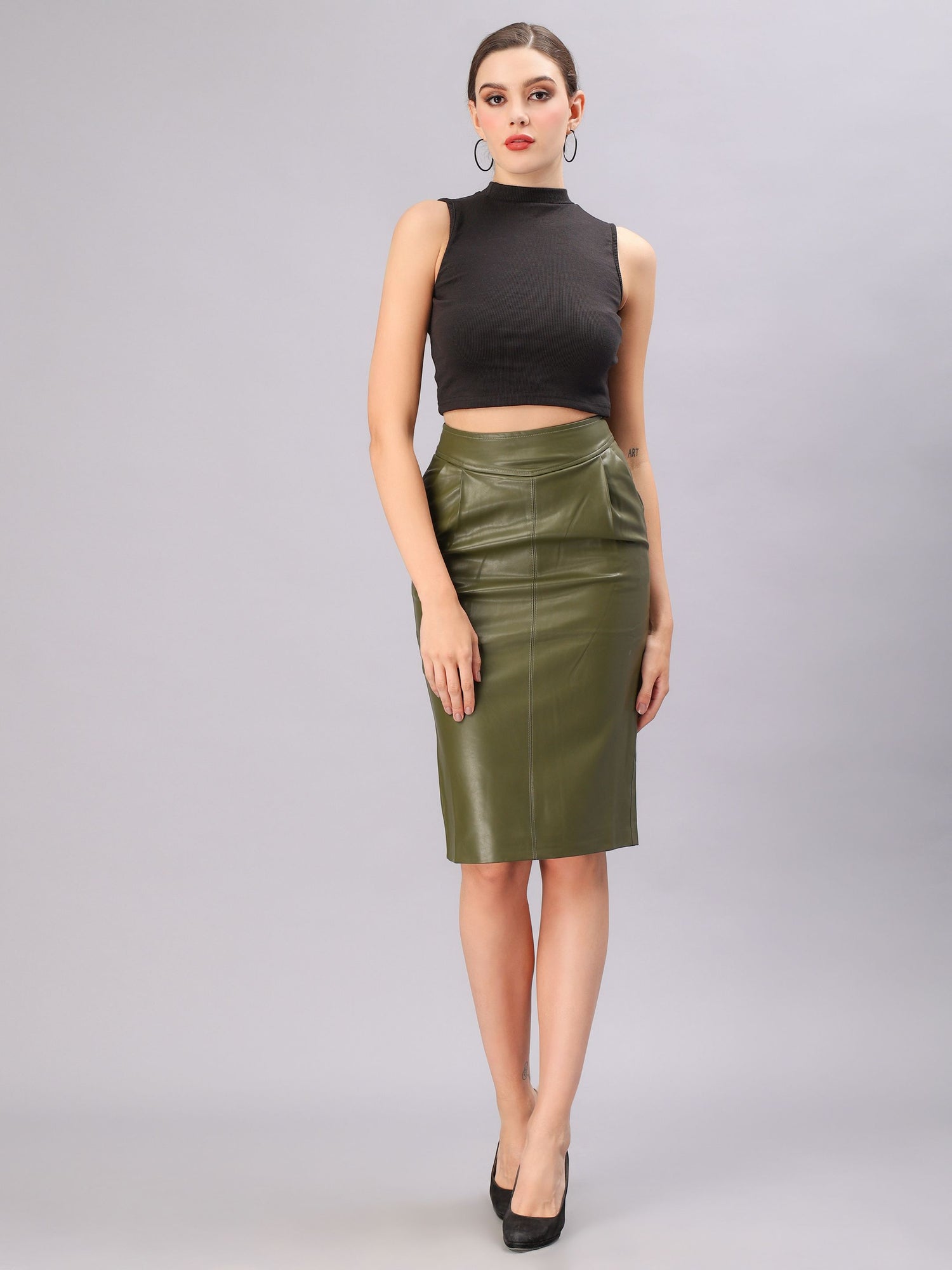 PU Leather Pencil Skirt