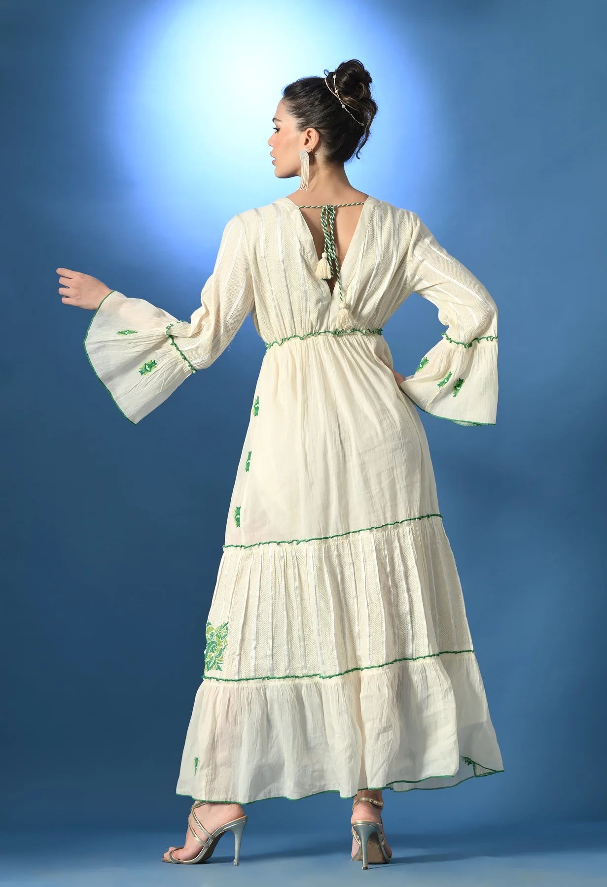 Aurora Jacquard Green Maxi Dress