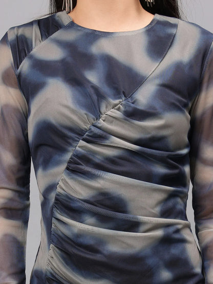 Tie Dye Bodycon Ruched Dress