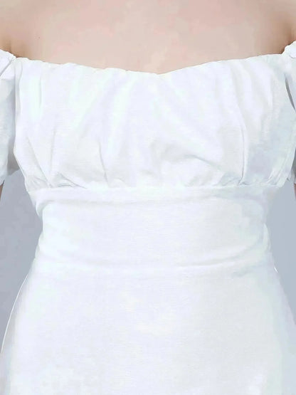 Off Shoulder Puff Sleeves Dress