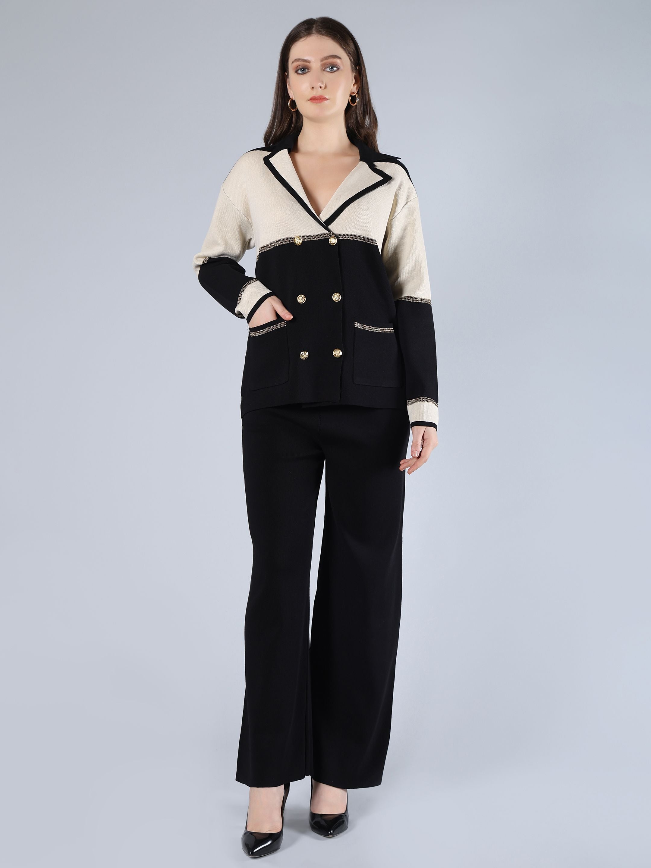 Buttoned Knit Cardigan & Pant Set